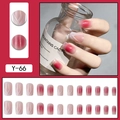 Short square pink gradient and white swirl press-on nails set with 24 nail tips - Y-66 Line Gradient Red