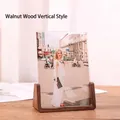 Vertical walnut wood U-shaped desktop photo frame with clear acrylic panels - Black Walnut / Vertical / 11"