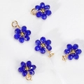 Cinque ciondoli a fiore in cristallo blu reale con filo dorato per creare gioielli - Blu Zaffiro