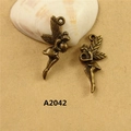 Vintage bronze fairy wing pendant for DIY jewelry making handmade necklace accessory - A2042 Sideways Fairy