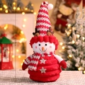 Plush Christmas snowman doll with reindeer antler hat and red scarf, 58cm holiday decor - New Antler Snowman-208-Large