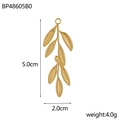 Macro view of gold olive leaf pendant with dimensions and weight for jewelry making - Olive Branch-Gold