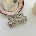 Beige marbled acetic acid bow hair claw clip for elegant hairstyles and thick hair - Beige Grey