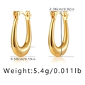 Gold-plated U-shaped geometric drop earrings with 2.36cm height and 0.50cm width dimensions - Gold Mirror Finish U-Shaped Teardrop-Small (KE01211-1小)