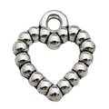 Silberner Perlen-Herzanhänger in Hohlform für DIY-Halsketten und Armbänder - Perlen-Hohlherz 12x13mm