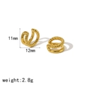 Minimalistische zweilagige gedrehte C-förmige goldene Creolen aus Titanstahl für Damen - Goldener Gedrehter Stil (TE6752-G)