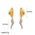 Dettaglio orecchini bicolore oro e argento con indicazione di dimensioni e peso precisi - Stile Fiamma Geometrica Bicolore Oro Argento (TE60281-M)