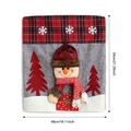 Christmas snowman chair cover with grey felt and red plaid accent 54x46cm for home decor - Faux Leather Snowflake Snowman Chair Cover