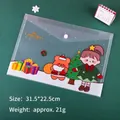 Christmas themed transparent file bag with tree and bear prints, 31.5x22.5cm green style - Christmas File Bag - Girl
