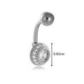 Zirconia belly ring with 0.82cm crystal studded ball in stainless steel finish - Silver-Tone Round Pave Style (0200-10# Silver)
