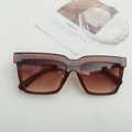 Square oversized sunglasses with brown gradient lenses and crystal embellishments - Transparent Tea