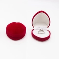 Red heart-shaped velvet ring jewelry box with a white interior for elegant storage - Large Heart Ring Box / 60*58*37mm