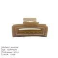 Khaki acetate shark hair clip with sparkling rhinestones and a gold metal letter D - Light Khaki