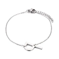 Zilveren roestvrijstalen armband met letter D hanger en verstelbare karabijnsluiting - Letter P Stijl (KB116118-K)