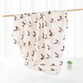 Bamboo cotton muslin baby swaddle blanket in cream white with colorful rooster print - Rooster