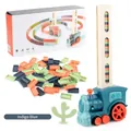 Indigo electric domino train toy set with colorful blocks and packaging box - 8089-3 Indigo Blue