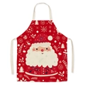 Dettaglio del grembiule di Natale rosso con stampe di Babbo Natale e renne su sfondo bianco - Natale 14 (Bambino)