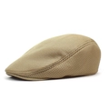 Breathable khaki mesh beret newsboy cap with adjustable side snap buckle for outdoors - Khaki