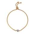 Adjustable gold stainless steel chain bracelet featuring a round light blue birthstone - Gold-March(Aquamarine)