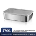 1700ML stainless steel food container with airtight lid measuring 22.8x15.3x5.9cm - 201 Large (White Lid/1700ML)