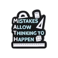 Math teacher enamel pin with geometric tools and Mistakes Allow Thinking To Happen text - Mistakes Thinking (XZ7964)