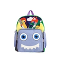 Purple and green monster cartoon kids backpack with cute eyes and yellow horns - Purple