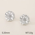 Silver vintage sunflower petal earrings in stainless steel with textured floral design - Silver (Small Size)