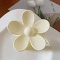 Matte creamy white flower hair claw clip in a high-quality 5-petal blossom design - 7cm / White
