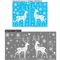 Stickers de Noël bleus pour fenêtre avec motifs d'élans blancs et flocons de neige - Élan Blanc BQ144