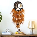 Handmade dream catcher featuring tree of life, natural agate slice and brown feathers - Agate Pendant Style / Brown