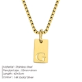 Minimalist square G-letter pendant necklace in 14K gold-plated stainless steel - Letter G / Gold