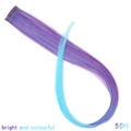 Single piece clip-in hair extension with purple to lake blue gradient high-temp fiber - Purple Blue Gradient (50H)
