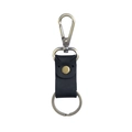 Porte-clés vintage en cuir noir avec crochet pivotant en métal bronze antique - Noir Crazy Horse