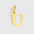 Ciondolo a lettera U in acciaio inossidabile placcato oro 18k per collane DIY - Lettera U (ZP30271) / Argento