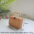 Handmade woven rattan square handbag with dimensions 19.5x7.5x13cm weighing 201g - Portable Small Square Bag