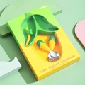 Green corn-shaped silicone baby plate with yellow straw, fork and spoon set - Corn Set (5 Pieces)