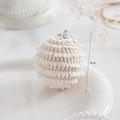 White 8cm Christmas ornament with textured fringe and gold glitter stripes for DIY decor - 8cm / Pleated Ball