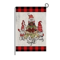 Christmas garden flag with three gnomes and Oh Christmas night text on linen fabric - 30*45cm / Oh Christmas Night (HYQ030-15)