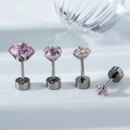 Piercing-Ohrstecker aus Titanstahl mit rosa Zirkonia und flacher Rückseite - Hellrosa