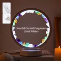 Colorful natural crystal chips decorative USB night light with cool white LED lighting - Rainbow Crystal Chips (white Frame Single-color Cool Light) / Brown Kraft Paper Box Packaging (17*10.5*20.5cm)