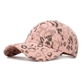 Casquette de baseball classique à motif léopard rose avec structure à six panneaux - Rose