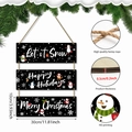 Set di 3 targhe natalizie in legno nero con pupazzo di neve e auguri di festa - Set di Targhe Appese Triple di Natale (M24Y51168_Q)