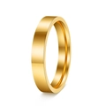 Minimalist polished gold stainless steel flat band ring with a reflective mirror finish - 4mm Wide Gold