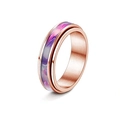 Rose gold rotatable spinner ring with purple nebula inlay for anxiety relief - US 6 / Rose Gold-Nebula