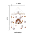Rainbow and bear plush baby mobile with pink and white pom poms, 45cm hanging crib toy - Brown White Rainbow Ball Mobile