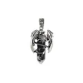 Silver dragon pendant wrapped around a hexagonal black and white marble stone - Black & White Turquoise Style
