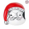 Festlicher Weihnachtsmann-Anhänger aus 925er Silber mit Emaille und Zirkonia-Steinen - Weihnachtsmann (0080)