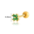 Gold stainless steel cartilage stud with emerald green clover zircon inlay - Gold Green (HSPJ0175)