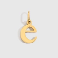 Polished gold lowercase letter e charm pendant with top ring for DIY jewelry making - Lowercase e - 14K Gold
