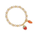 Beaded pearl bracelet featuring strawberry and carrot charms with golden metallic accents - Red Strawberry and Carrot Style (3#)